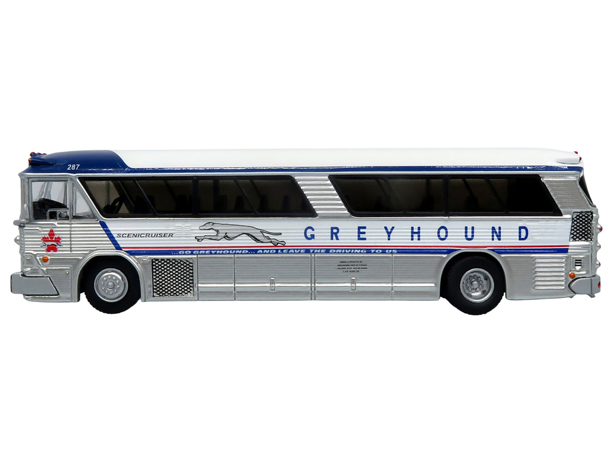 1964 MCI MC-5A Coach Bus "Greyhound Canada" White with Blue Stripes "Vintage Bus & Motorcoach Collection" Limited Edition to 504 pieces Worldwide 1/87 (HO) Diecast Model