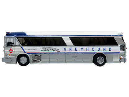 1964 MCI MC-5A Coach Bus "Greyhound Canada" White with Blue Stripes "Vintage Bus & Motorcoach Collection" Limited Edition to 504 pieces Worldwide 1/87 (HO) Diecast Model