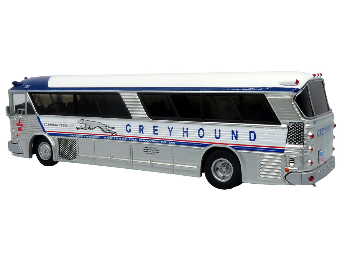 1964 MCI MC-5A Coach Bus "Greyhound Canada" White with Blue Stripes "Vintage Bus & Motorcoach Collection" Limited Edition to 504 pieces Worldwide 1/87 (HO) Diecast Model
