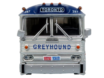 1964 MCI MC-5A Coach Bus "Greyhound Canada" White with Blue Stripes "Vintage Bus & Motorcoach Collection" Limited Edition to 504 pieces Worldwide 1/87 (HO) Diecast Model