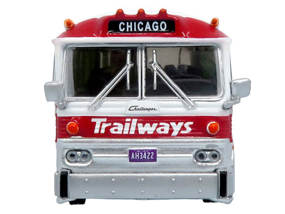 1964 MCI MC-5A Coach Bus "Trailways Chicago" White with Red Stripes "Vintage Bus & Motorcoach Collection" Limited Edition to 504 pieces Worldwide 1/87 (HO) Diecast Model