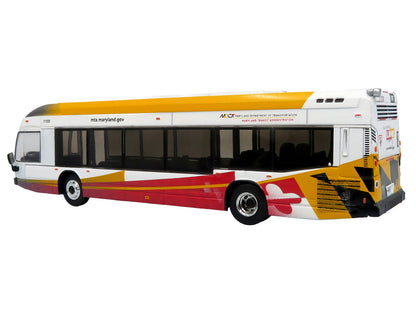 Nova Bus LFSH Hybrid Transit Bus "MTA Maryland" White with Red and Yellow Graphics "The Bus & Motorcoach Collection" Limited Edition to 504 pieces Worldwide 1/87 (HO) Diecast Model