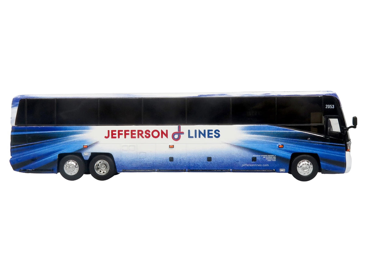 MCI D4520 Commuter Coach Bus "Jefferson Lines" White with Blue Graphics "The Bus & Motorcoach Collection" Limited Edition to 504 pieces Worldwide 1/87 (HO) Scale Diecast Model