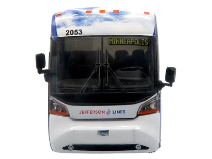 MCI D4520 Commuter Coach Bus "Jefferson Lines" White with Blue Graphics "The Bus & Motorcoach Collection" Limited Edition to 504 pieces Worldwide 1/87 (HO) Scale Diecast Model