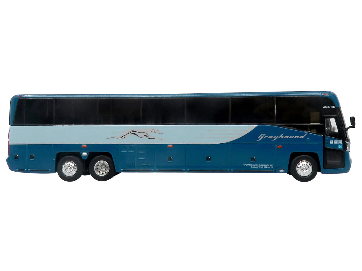 MCI D4520 Commuter Coach Bus "Greyhound Lines" Blue with Light Blue Stripes "The Bus & Motorcoach Collection" Limited Edition to 504 pieces Worldwide 1/87 (HO) Scale Diecast Model