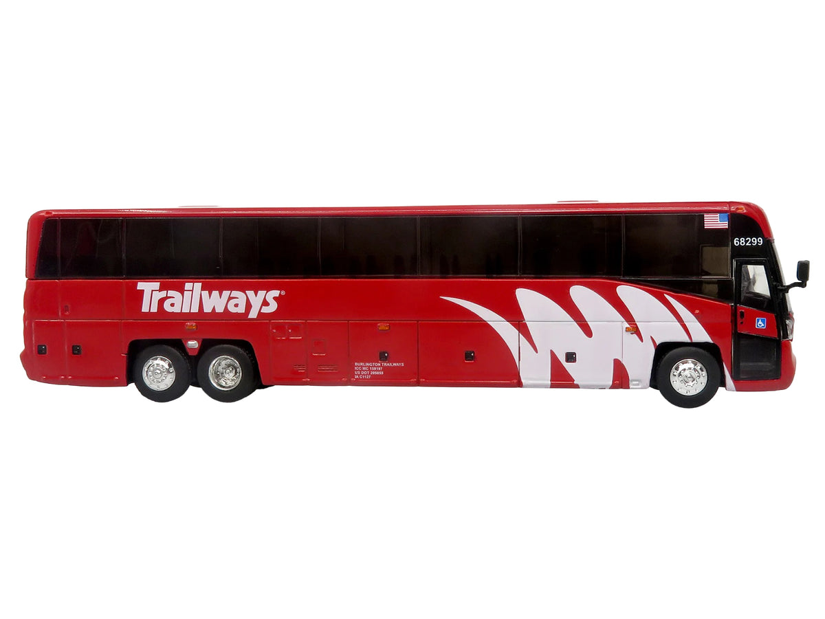 MCI D4520 Commuter Coach Bus "Burlington Trailways" Red with White Graphics "The Bus & Motorcoach Collection" Limited Edition to 504 pieces Worldwide 1/87 (HO) Scale Diecast Model