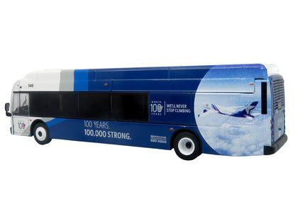 New Flyer Xcelsior XN40 Transit Bus "Delta Air Lines 100th Anniversary" Blue and White with Graphics "The Bus & Motorcoach Collection" Limited Edition 1/87 (HO) Scale Diecast Model
