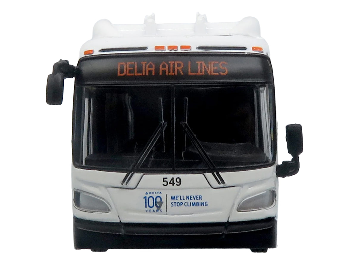 New Flyer Xcelsior XN40 Transit Bus "Delta Air Lines 100th Anniversary" Blue and White with Graphics "The Bus & Motorcoach Collection" Limited Edition 1/87 (HO) Scale Diecast Model