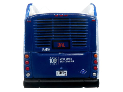 New Flyer Xcelsior XN40 Transit Bus "Delta Air Lines 100th Anniversary" Blue and White with Graphics "The Bus & Motorcoach Collection" Limited Edition 1/87 (HO) Scale Diecast Model
