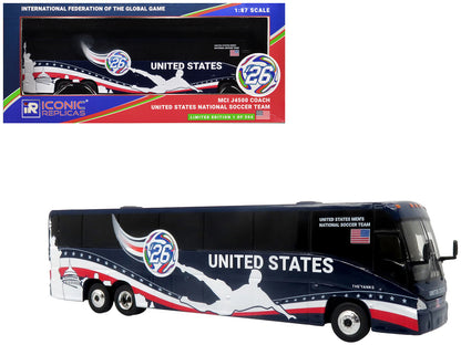 MCI J4500 Coach Bus "United States National Soccer Team" Dark Blue with Graphics "International Federation of the Global Game" Series Limited Edition to 504 pieces Worldwide 1/87 (HO) Diecast Model