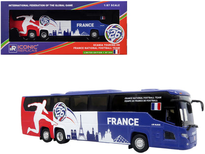 Scania Touring HD Coach Bus "France National Football Team" Blue with Graphics "International Federation of the Global Game" Series Limited Edition to 504 pieces Worldwide 1/87 (HO) Diecast Model