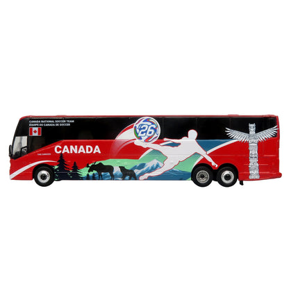 Prevost H3-45 Coach Bus "Canada National Soccer Team" Red with Graphics "International Federation of the Global Game" Series Limited Edition to 504 pieces Worldwide 1/87 (HO) Diecast Model