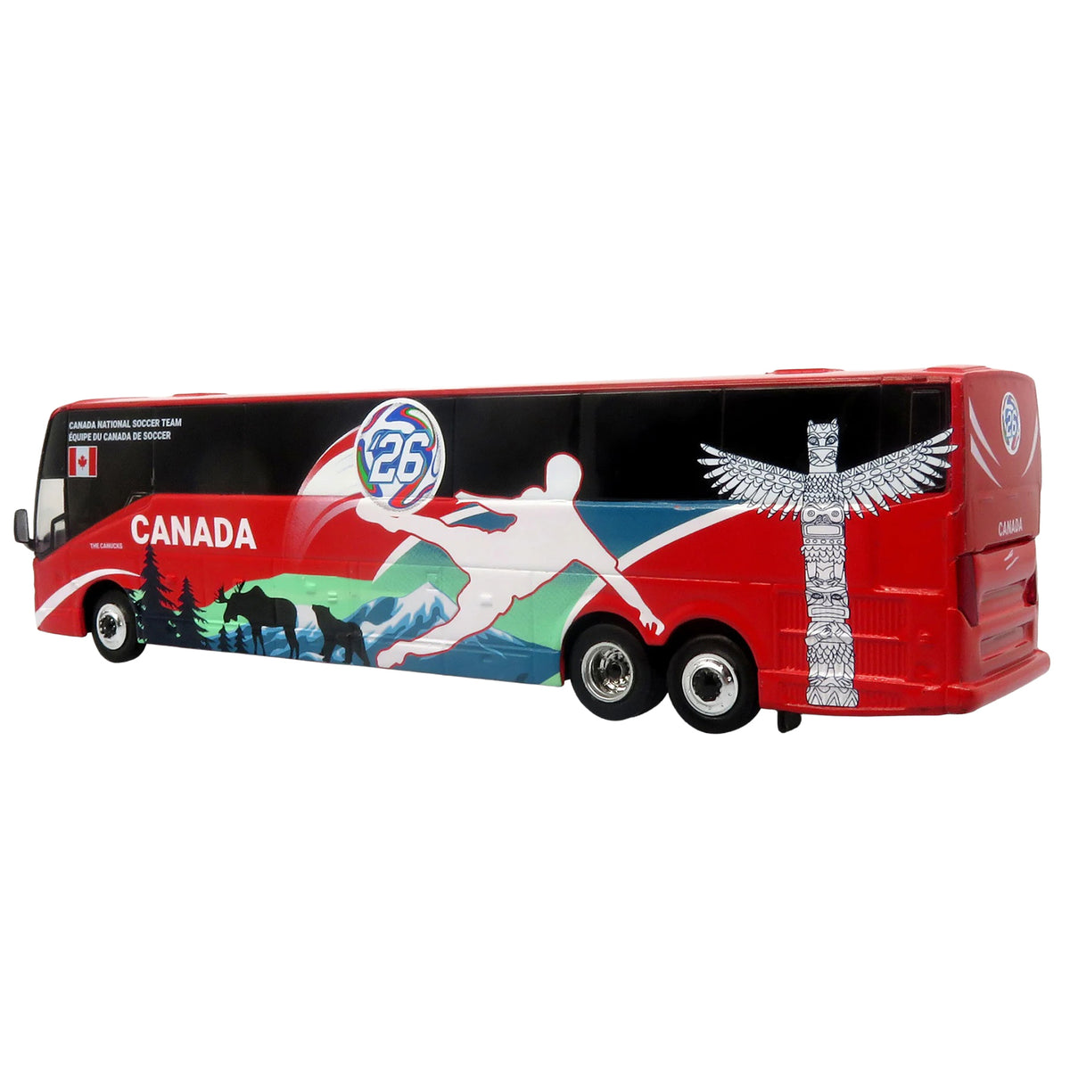 Prevost H3-45 Coach Bus "Canada National Soccer Team" Red with Graphics "International Federation of the Global Game" Series Limited Edition to 504 pieces Worldwide 1/87 (HO) Diecast Model