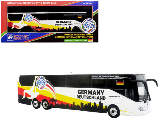 Daimler Tourrider Coach Bus "Germany National Football Team" White with Graphics "International Federation of the Global Game" Series Limited Edition to 504 pieces Worldwide 1/87 (HO) Diecast Model