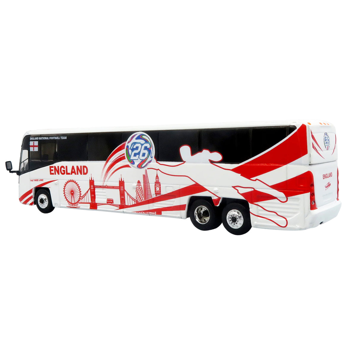 MCI D4520 Coach Bus "England National Football Team" White with Graphics "International Federation of the Global Game" Series Limited Edition to 504 pieces Worldwide 1/87 (HO) Diecast Model
