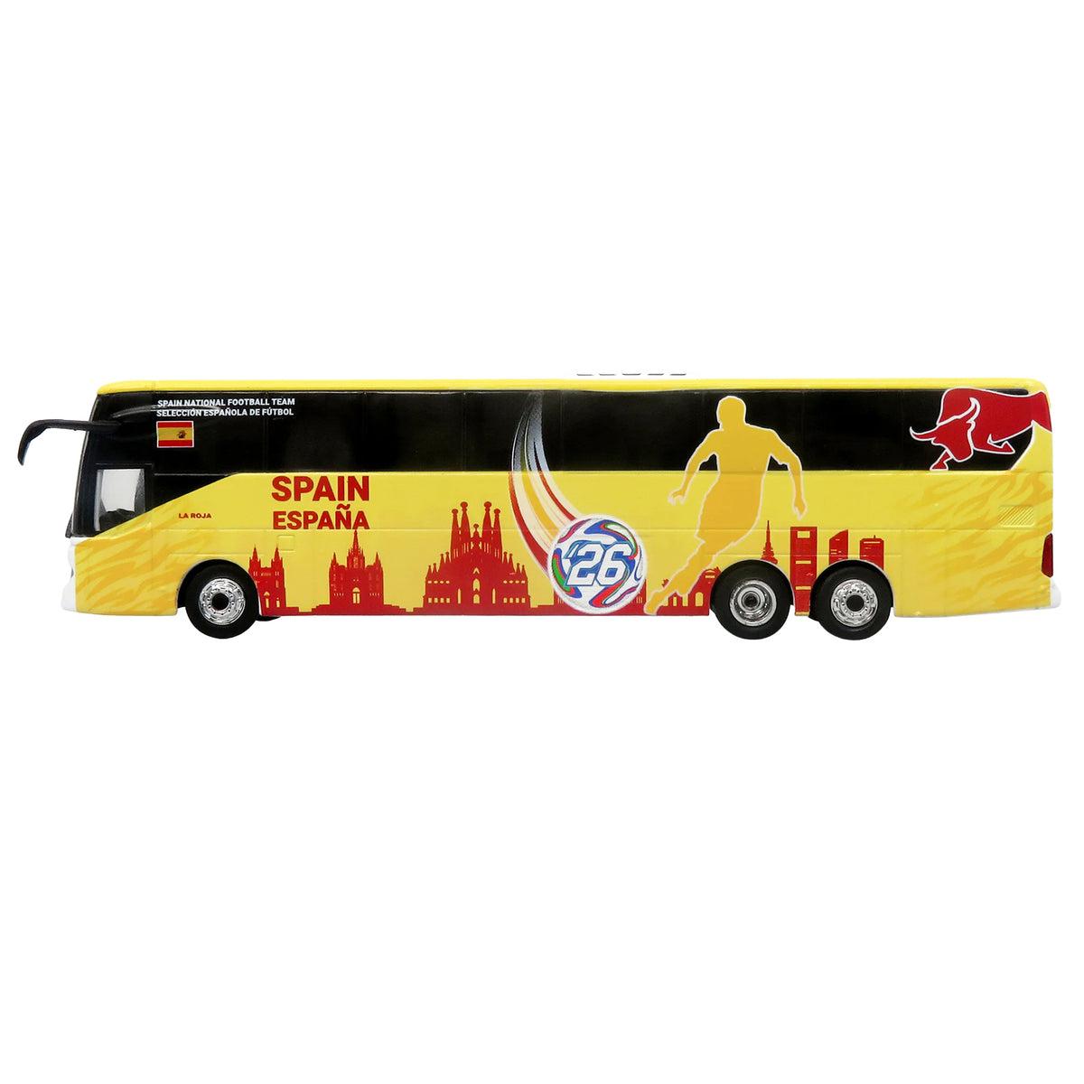 Daimler Tourrider Coach Bus "Spain National Football Team" Yellow with Graphics "International Federation of the Global Game" Series Limited Edition to 504 pieces Worldwide 1/87 (HO) Diecast Model