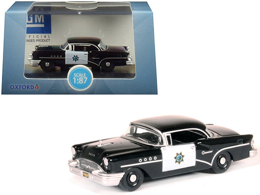 1955 Buick Century "California Highway Patrol" (CHP) Black 1/87 (HO) Scale Diecast Model Car
