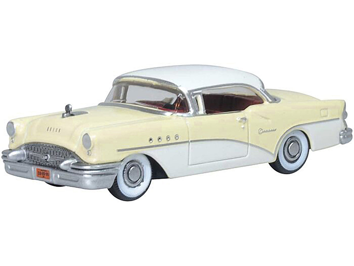 1955 Buick Century Condor Yellow and Dover White with Red Interior 1/87 (HO) Scale Diecast Model Car