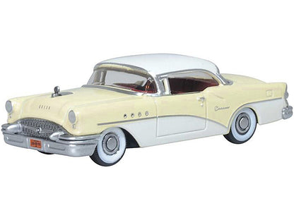 1955 Buick Century Condor Yellow and Dover White with Red Interior 1/87 (HO) Scale Diecast Model Car