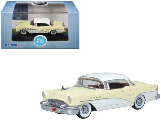 1955 Buick Century Condor Yellow and Dover White with Red Interior 1/87 (HO) Scale Diecast Model Car