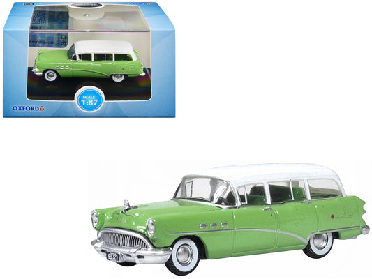 1954 Buick Century Estate Wagon Willow Green and White 1/87 (HO) Scale Diecast Model Car