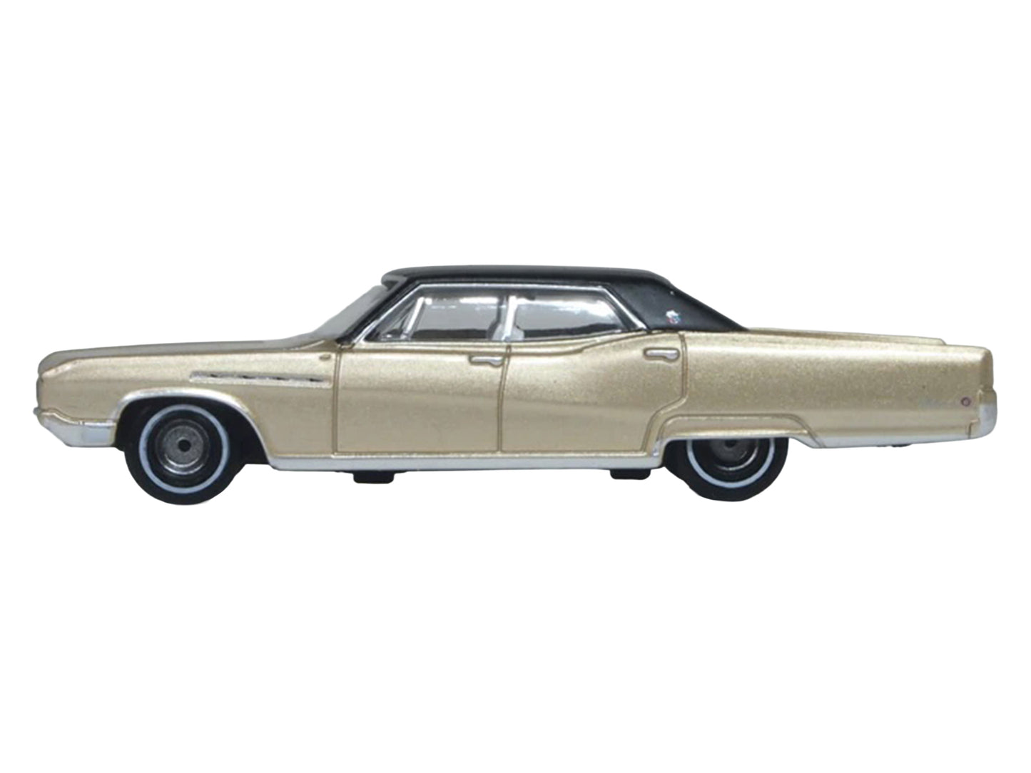 1968 Buick Electra 225 Ivory Gold Metallic with Black Top and White Interior 1/87 (HO) Scale Diecast Model Car