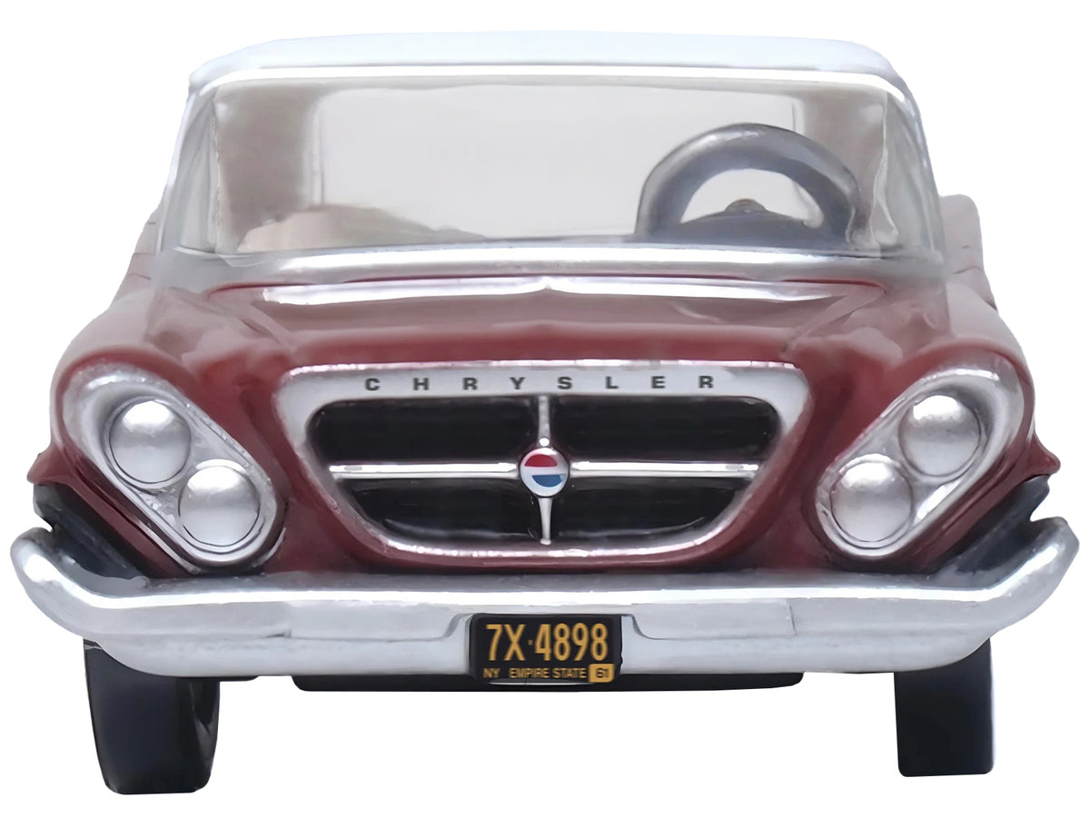 1961 Chrysler 300 Convertible (Closed Top) Cinnamon Brown Metallic with White Top 1/87 (HO) Scale Diecast Model Car