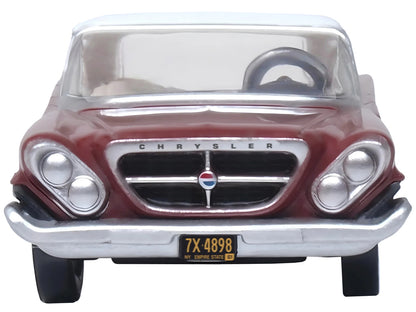 1961 Chrysler 300 Convertible (Closed Top) Cinnamon Brown Metallic with White Top 1/87 (HO) Scale Diecast Model Car