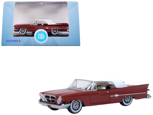 1961 Chrysler 300 Convertible (Closed Top) Cinnamon Brown Metallic with White Top 1/87 (HO) Scale Diecast Model Car