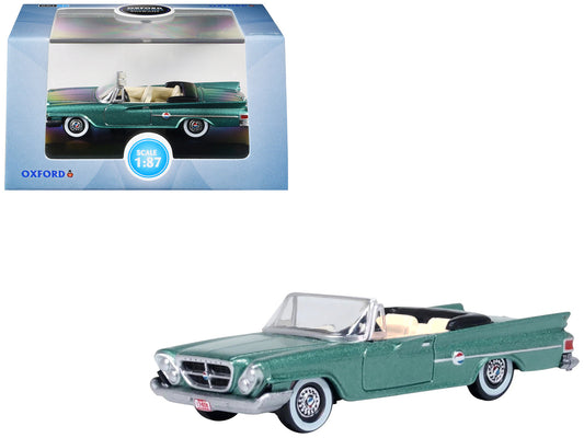 1961 Chrysler 300 Convertible Pinewood Green Metallic 1/87 (HO) Scale Diecast Model Car