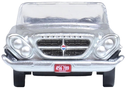 1961 Chrysler 300G Convertible Sheffield Silver Metallic 1/87 (HO) Scale Diecast Model Car