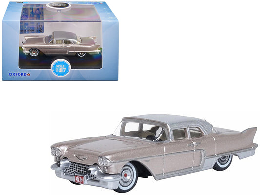 1957 Cadillac Eldorado Brougham Sandalwood Beige Metallic with Silver Top 1/87 (HO) Scale Diecast Model Car