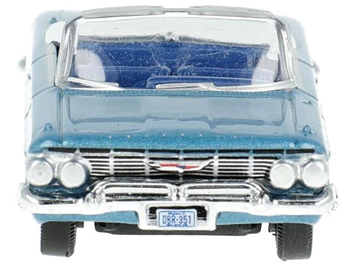 1961 Chevrolet Impala Convertible Jewel Blue Metallic and White with Blue Interior 1/87 (HO) Scale Diecast Model Car