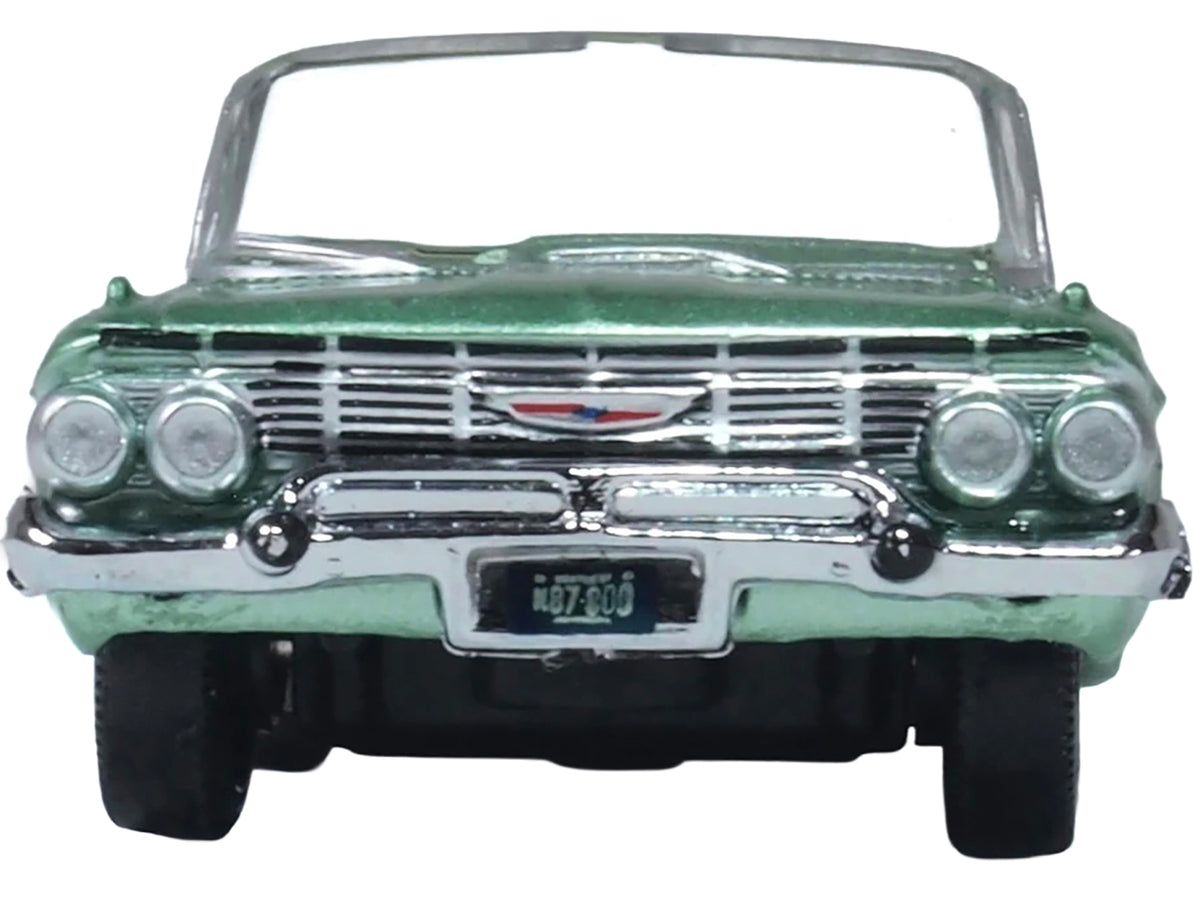 1961 Chevrolet Impala Convertible Arbor Green Metallic with Green Interior 1/87 (HO) Scale Diecast Model Car