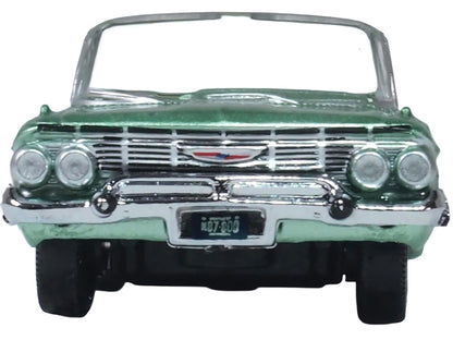 1961 Chevrolet Impala Convertible Arbor Green Metallic with Green Interior 1/87 (HO) Scale Diecast Model Car