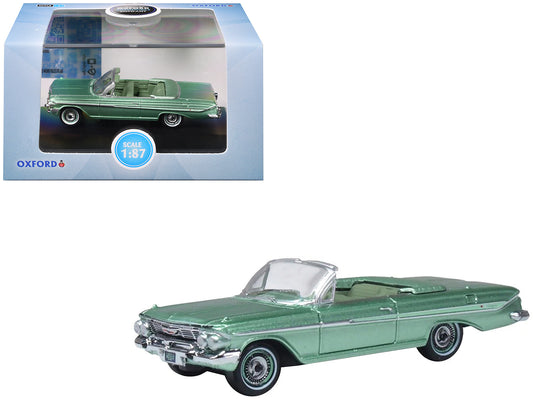 1961 Chevrolet Impala Convertible Arbor Green Metallic with Green Interior 1/87 (HO) Scale Diecast Model Car