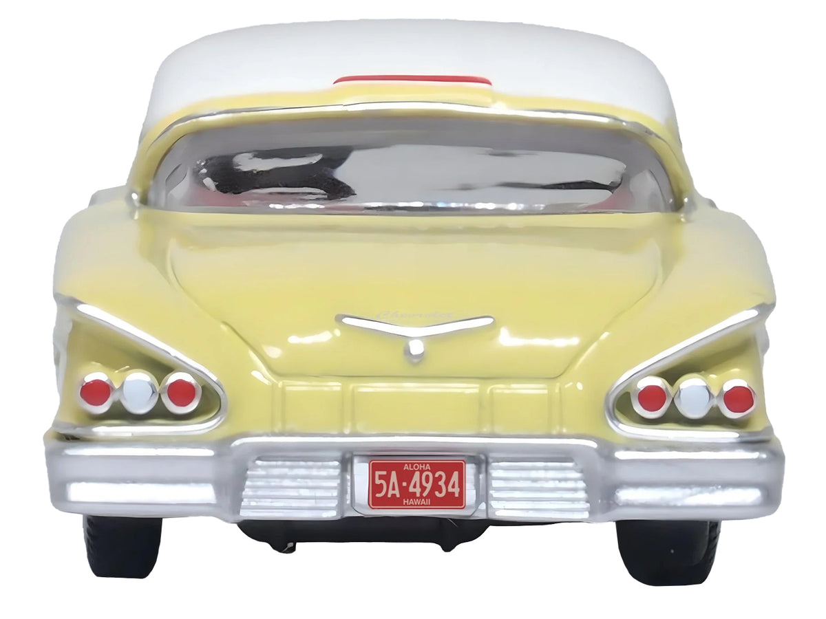 1958 Chevrolet Impala Sport Colonial Cream with Snowcrest White Top 1/87 (HO) Scale Diecast Model Car