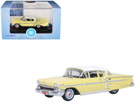 1958 Chevrolet Impala Sport Colonial Cream with Snowcrest White Top 1/87 (HO) Scale Diecast Model Car