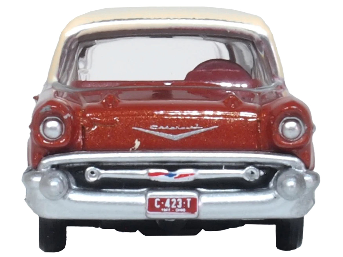 1957 Chevrolet Nomad Adobe Beige with Sierra Gold Top 1/87 (HO) Scale Diecast Model Car