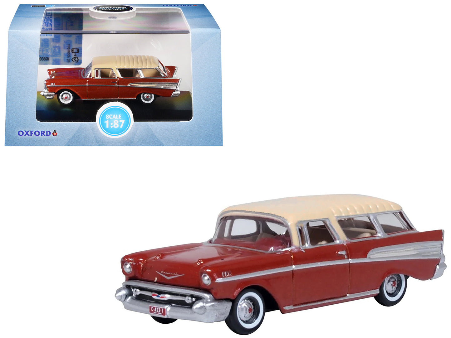 1957 Chevrolet Nomad Adobe Beige with Sierra Gold Top 1/87 (HO) Scale Diecast Model Car