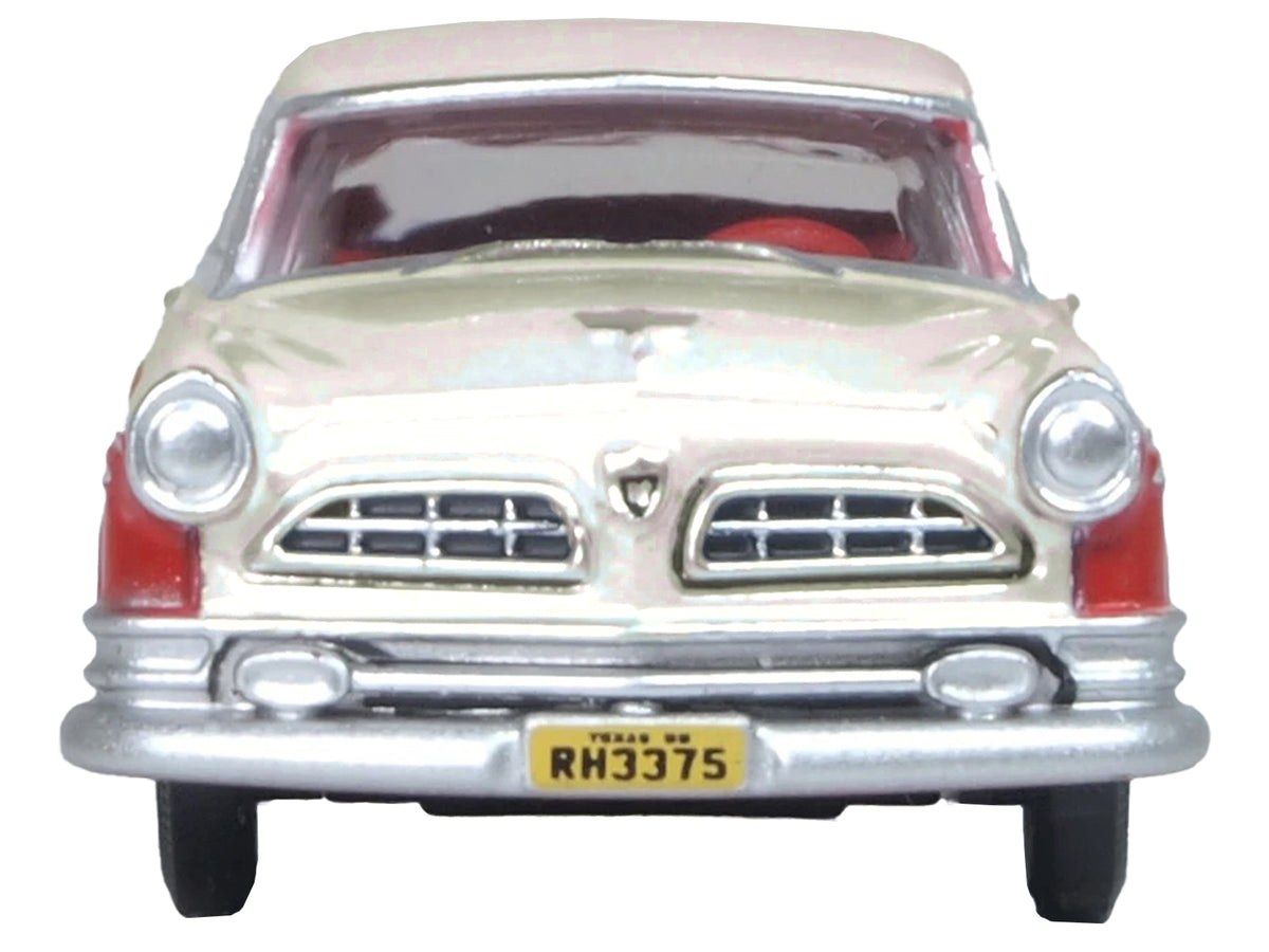 1955 Chrysler New Yorker Deluxe St. Regis Tango Red and Platinum Metallic 1/87 (HO) Scale Diecast Model Car