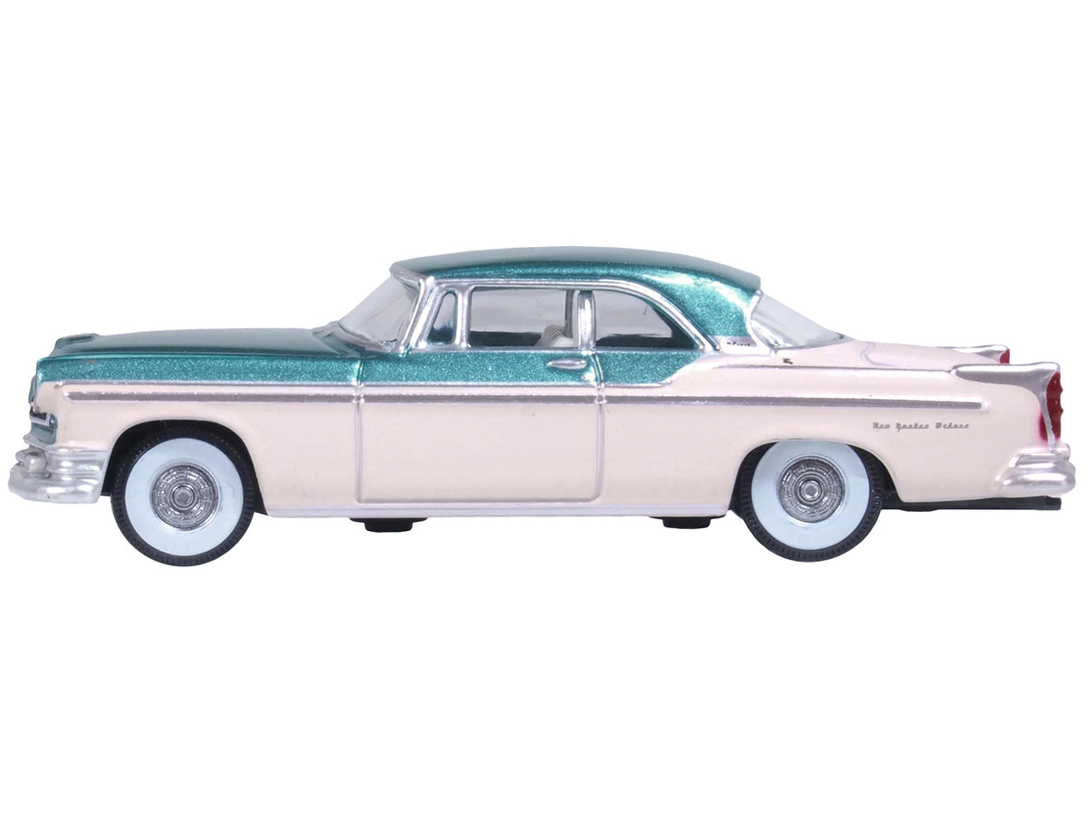 1955 Chrysler New Yorker Deluxe St. Regis Jade Green Metallic and Cream 1/87 (HO) Scale Diecast Model Car