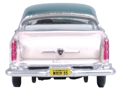 1955 Chrysler New Yorker Deluxe St. Regis Jade Green Metallic and Cream 1/87 (HO) Scale Diecast Model Car
