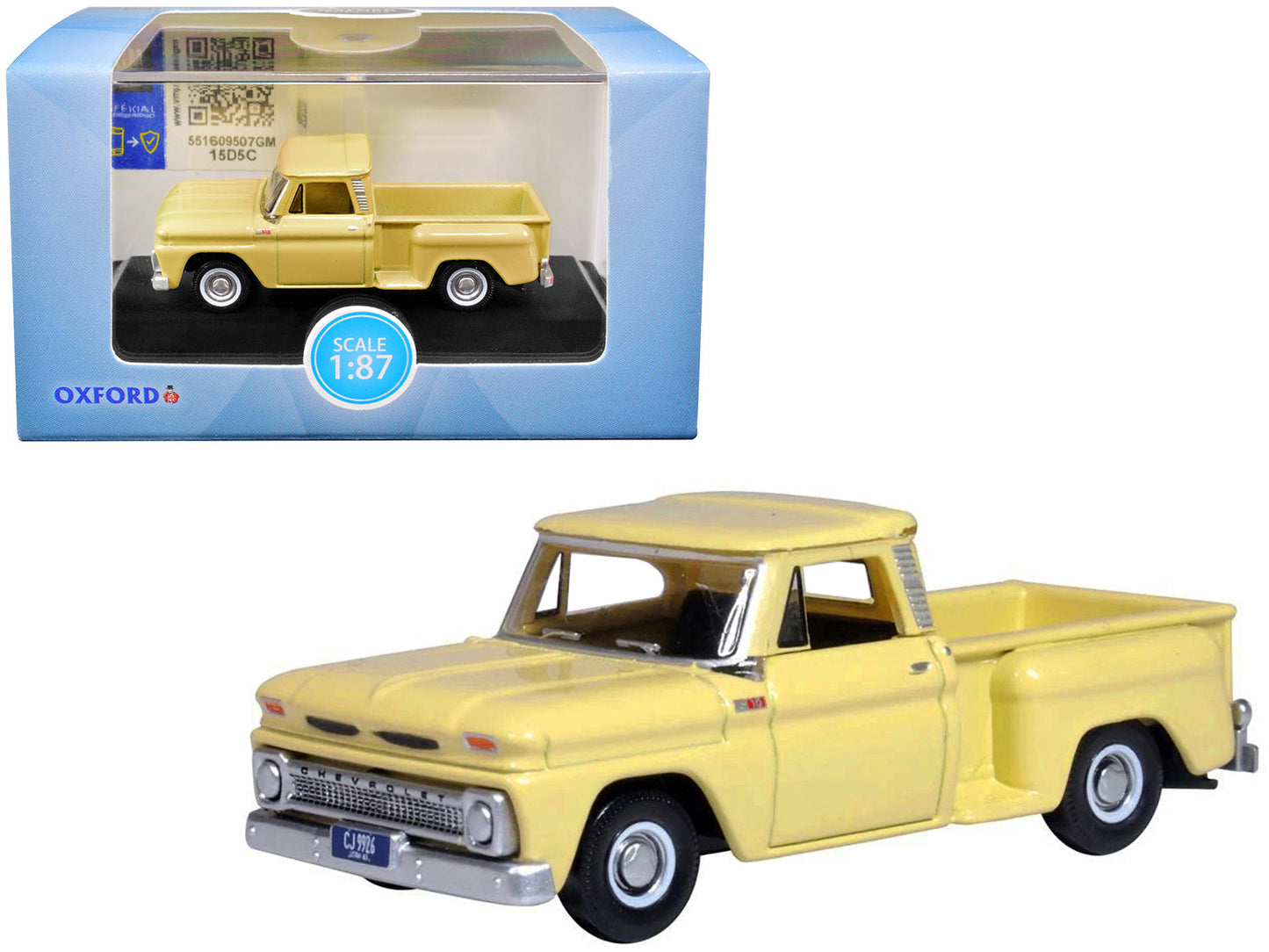 1965 Chevrolet C10 Stepside Pickup Truck Yellow 1/87 (HO) Scale Diecast Model Car