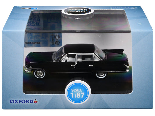 1961 Cadillac Sedan DeVille Ebony Black with White Interior 1/87 (HO) Scale Diecast Model Car