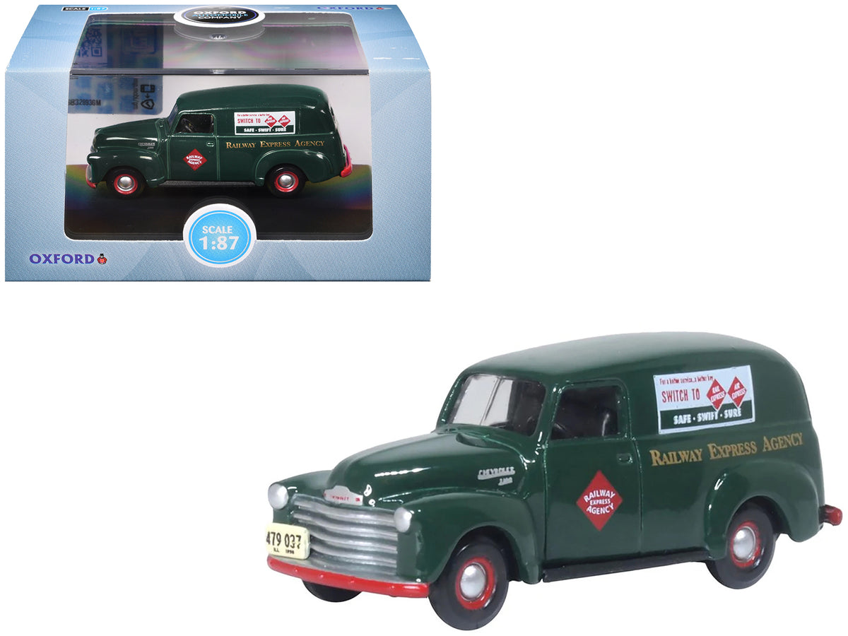 1950 Chevrolet Panel Van "Railway Express Agency" Dark Green 1/87 (HO) Scale Diecast Model Car