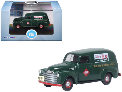 1950 Chevrolet Panel Van "Railway Express Agency" Dark Green 1/87 (HO) Scale Diecast Model Car