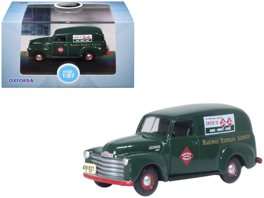 1950 Chevrolet Panel Van "Railway Express Agency" Dark Green 1/87 (HO) Scale Diecast Model Car