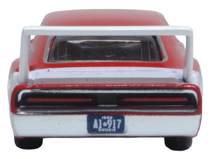 1969 Dodge Charger Daytona Red with White Stripe 1/87 (HO) Scale Diecast Model Car