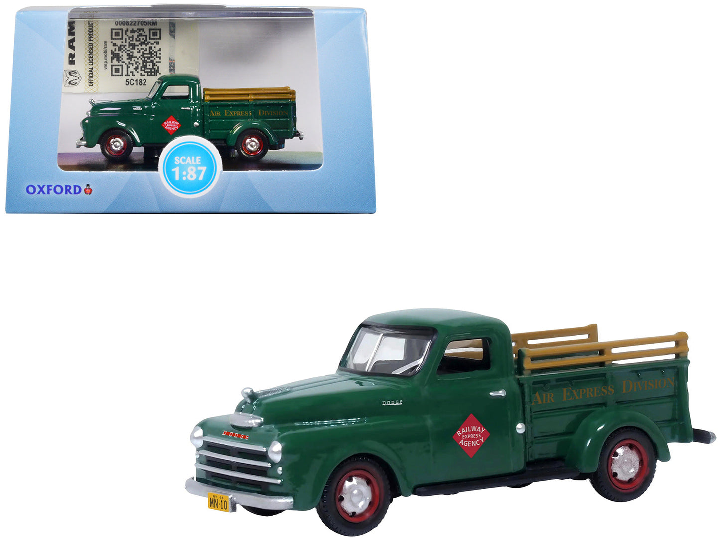 1948 Dodge B-1B Pickup Truck Green "Railway Express Agency" 1/87 (HO) Scale Diecast Model Car